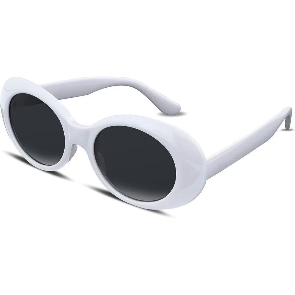 White Oval Clout Goggles UV400 Protection Fashion Sunglasses for Women Men